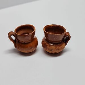 Miniature Set of Two Terra Cotta Handmade Pots
